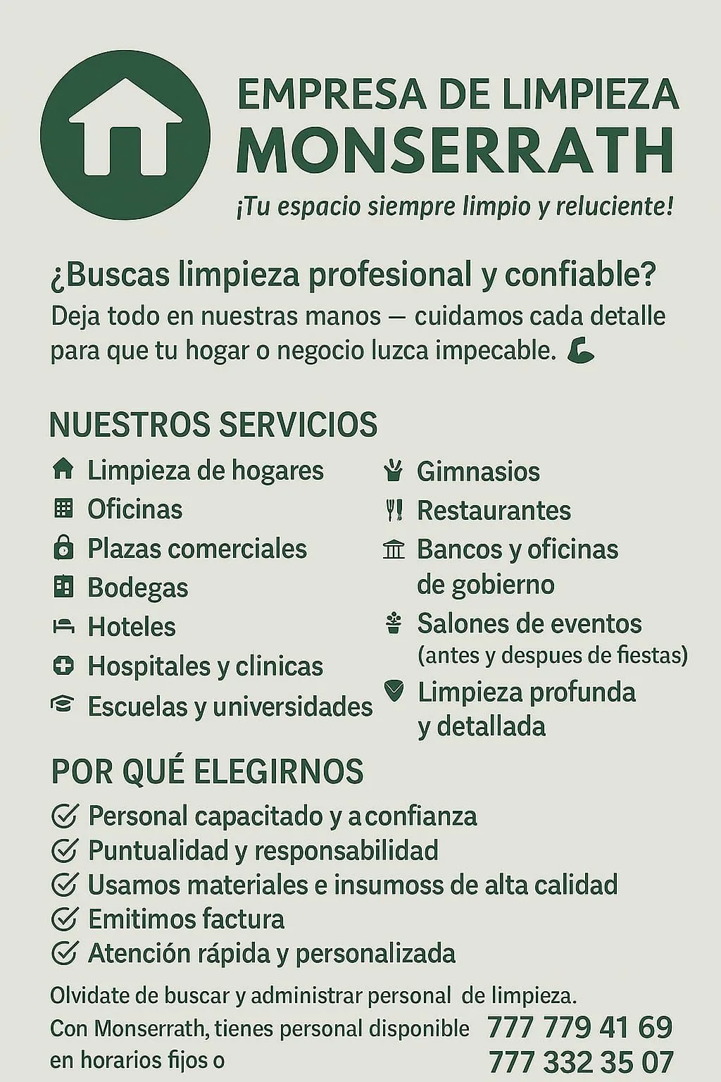 Flyer de servicios Monserrath